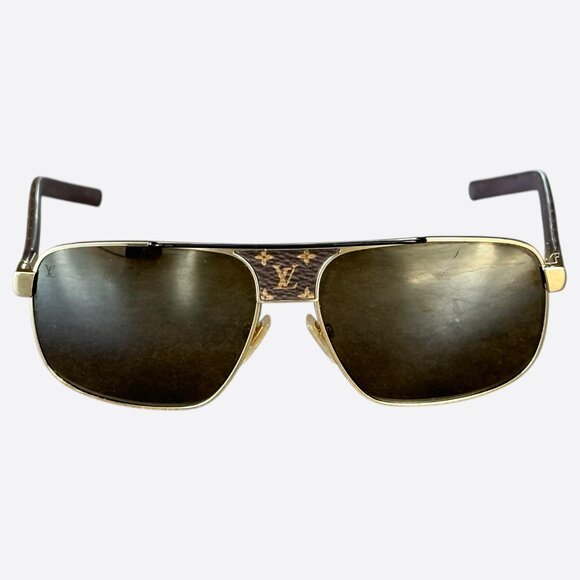 Louis Vuitton Gold & Brown Monogram Pacific Sunglasses - Picture 1 of 5